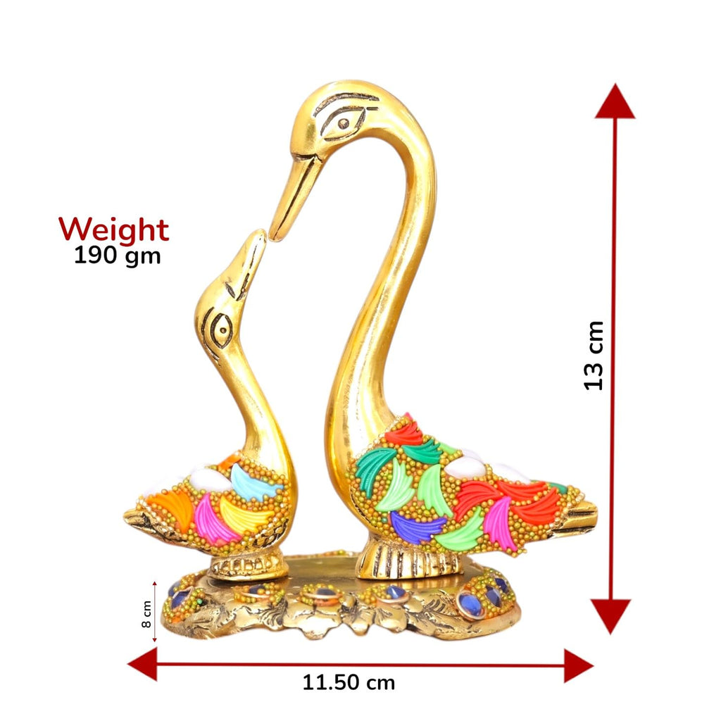 KridayKraft Love Birds Swanset Pair of Kissing Duck Metal Statue,Love for Romantic Gift to Boyfriend,Girlfriend,Decor Your Home,Office,Showcase,Animal Showpiece Figurines. (Stone 1)