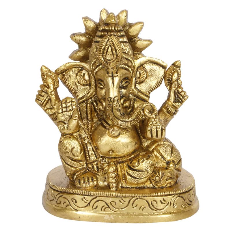 Svarup Brass Ganesh Bhagwan Idol Ganesha Statue Ganpati Murti for Home Entrance Decor Diwali Puja Gift Height 3 Inch.