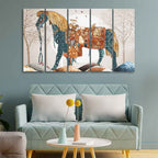 VIBECRAFTS Wall Painting of Patterned Horse of Five Pieces For Home|Office|Living Room|Gift (PTVC5Pcs4_8745)