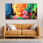 VIBECRAFTS Canvas Paintings for Living Room Drawing Room Spiritual Gautam Buddha Canvas Wall Painting Fitted With Wooden Frame For Home | Office | Living Room | Gift (PTVCH_2499)