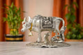 KridayKraft Kamdhenu Cow and Calf with Krishna Idol, Silver-Plated Decorative Showpiece for Home Decor and Gift, 14 x 11 cm X 10 cm, 350 g