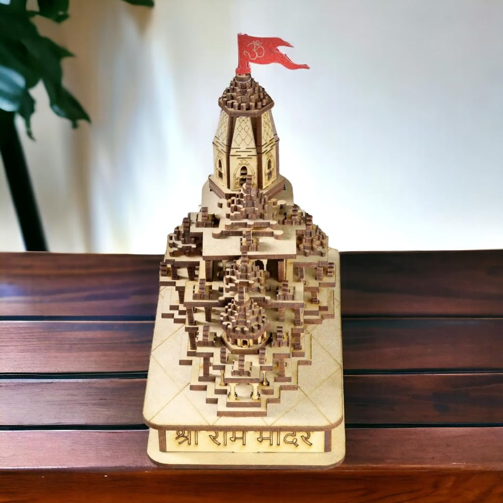 Ram Mandir Ayodhya 3D Model Wooden Temple (14x8x15) CM | Maclarg India