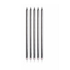 Lalantopparties Silver Slim Birthday Cake Candles with Holders, Metallic Long Thin Candles for Cake Decoration, Birthday, Wedding, Anniversary, Baby Shower, Bachelorette & Bachelor Party (Pack of 6)