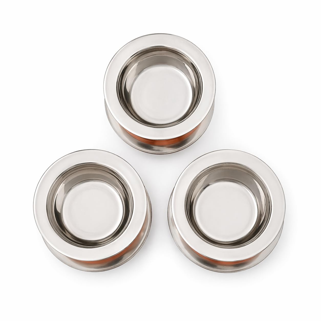 GlamourShop Stainless Steel Copper Base Serving Bowls Handi Set of 5 Pieces, Handi Set with Serving Bowl Set/Cookware Set/Sauce Pot and Handis (3, Free)