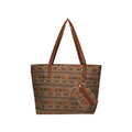 STYLE BA Women's Tote Bag With Leather Handles & Embroidery Printed Handbag With Zip Pockets, Shoulder Tote Bag And Handbag (Brown)