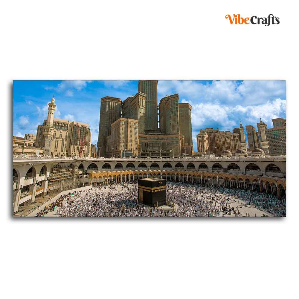 VIBECRAFTS Canvas Paintings for Living Room Drawing Room Skyline Of Mecca Saudi Arabia Canvas Wall Painting Fitted With Wooden Frame For Home | Office | Living Room | Gift (PTVCH_2495)