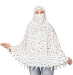 Crockett Cotton Face Mask Scarf with Sun Protection – Long Cotton Dupatta for Women & Girls – Universal Size, Stylish UV Protection Cover for Vahical Driver Outdoor Use (White Music)