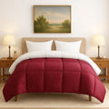 linenaffairs Reversible AC Comforter Single Bed 300 GSM,Soft Microfibre Quilt Blanket for Winter (60X90 inches, Burgundy & White) Kafalo