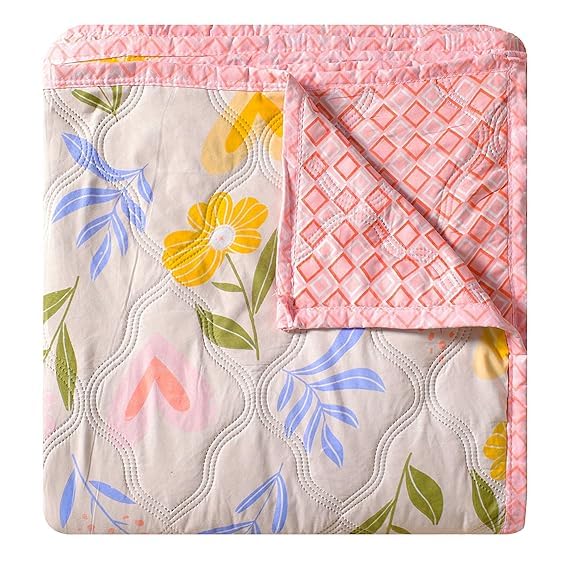 ComfyCozi Premium Ultrasonic Comforter Single Bed/Doubl Bed, Reversible Microfiber, Quilt, AC Blanket, Dohar (Pink, Double) Kafalo