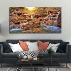 VIBECRAFTS Canvas Paintings for Living Room Drawing Room Canvas Wall Painting of Waterfall at Sunrise for Home Decor|Office|Gift|Livingroom|Bedroom(PTVCH_2362NV)