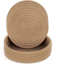 Mansa for Hot Dishes, Pots and Pans, Hot Pads with Storage Basket, Pot Holders for Kitchen, Heat Resistant Mat Protect Counter Home Essentials, Farmhouse Decor (Pack of 4 with Cover) Beige
