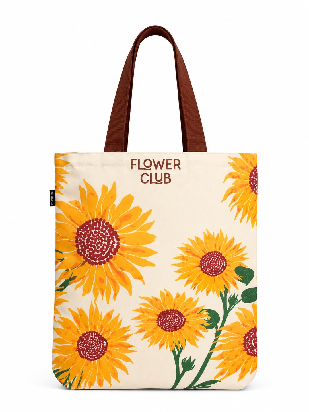 THE SACK CO. Embroidered Canvas Tote Bag for Women | Floral Design Cotton Shoulder Bag | Reusable Shopping & Office Handbag Multi-Purpose Bags | Sunflower Print