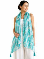ESTA Women Scarf|Stole For Women|Scarf For Women Stylish|Stall For Women|abstract Print Face Cover Head Wrap|Beach style |Aqua color|180x50cm