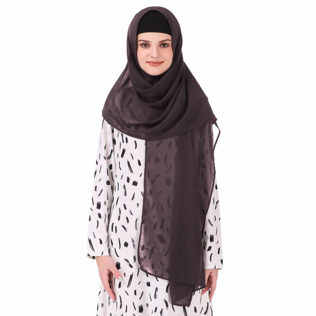 MyBatua Long Hijab in Breathable Soft Georgette large Head Wrap, Wholesale Price, 1pc Scarf HJ-020 (50x180 cm, Chocolate Brown)