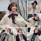 THE DDS STORE Winter Women Faux Fur Collar Leopard Print Scarves Plush Wrap Korea Bow Tie Neck Warmer Formal Party Shawl (Coffee)
