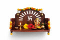BerryBox Wooden Pooja Mandir for Home & Office - Mini Pooja Stand for Wall Hanging | Small Wood Temple for Desk & Shelf | Compact Devghar for Home Wall Mounted & Tabletop (8.5 x 6 x 5.5 Inch, Brown)