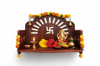 BerryBox Wooden Pooja Mandir for Home & Office - Mini Pooja Stand for Wall Hanging | Small Wood Temple for Desk & Shelf | Compact Devghar for Home Wall Mounted & Tabletop (8.5 x 6 x 5.5 Inch, Brown)
