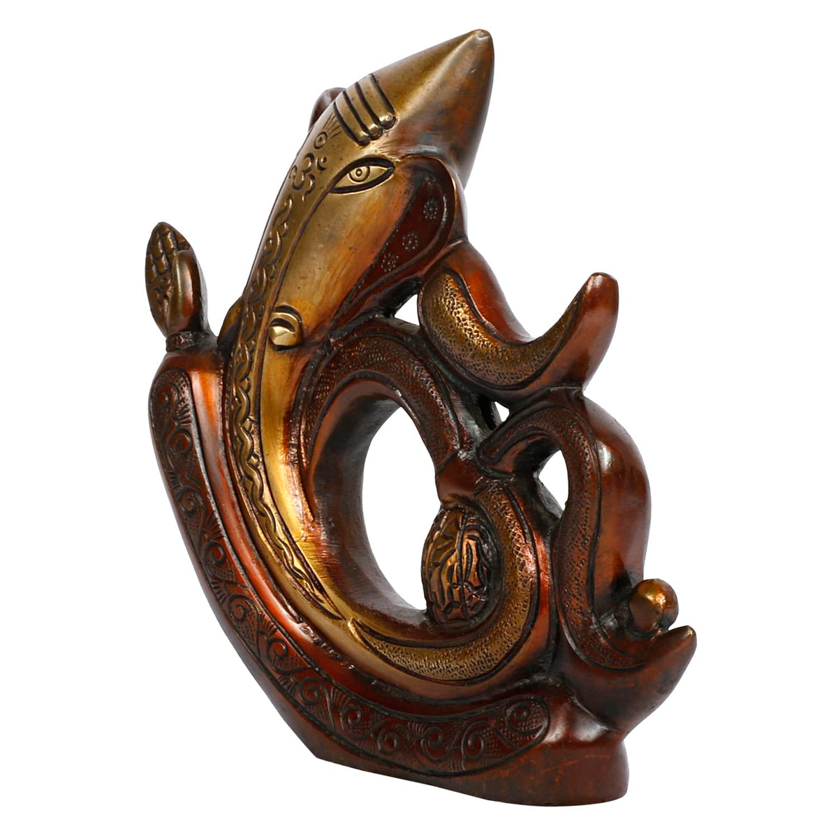 Svarup Modern Art Designer Ganesha Om Ganesh Brass Idol Murti Religious Statue for Good Luck & Success Gift 8 Inch.