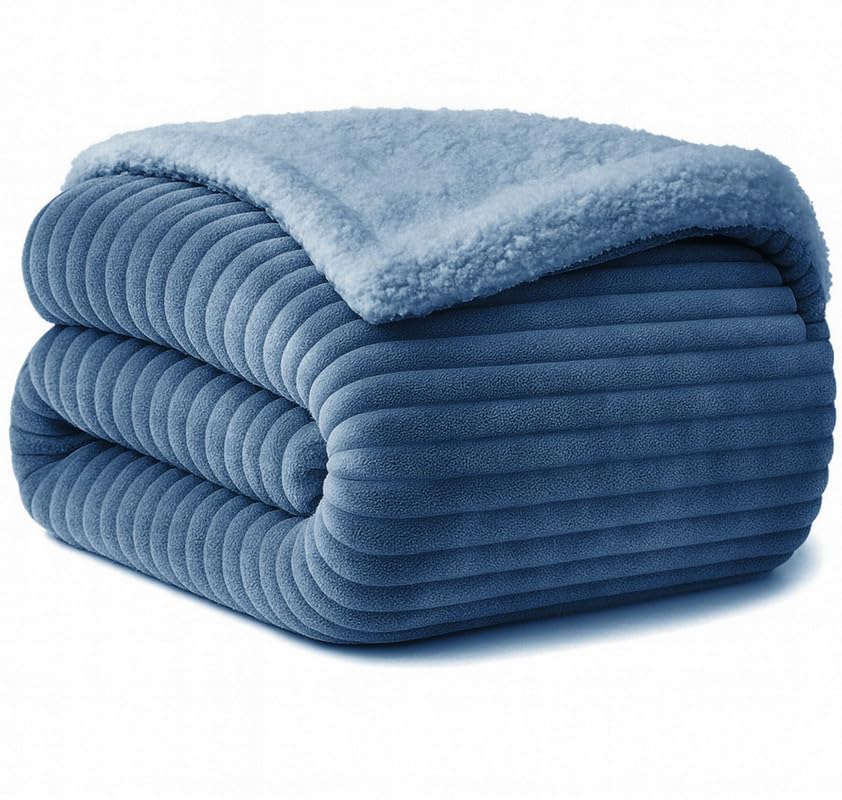 BSB HOME New Born Baby Blanket – All Season 2 Layer Fluffy AC Wrapping Sheet, Ultra Soft Flannel & Sherpa Blanket for Baby Boys & Girls (0–24 Months, 130 x 105 cm, Lightweight Color - Aqua Kafalo