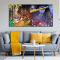 VIBECRAFTS Canvas Paintings for Living Room Drawing Room Canvas Wall Painting of Radha Thinking About Shri Krishna for Home|Office|Gift(PTVCH_2396)(48 x 24 Inches)