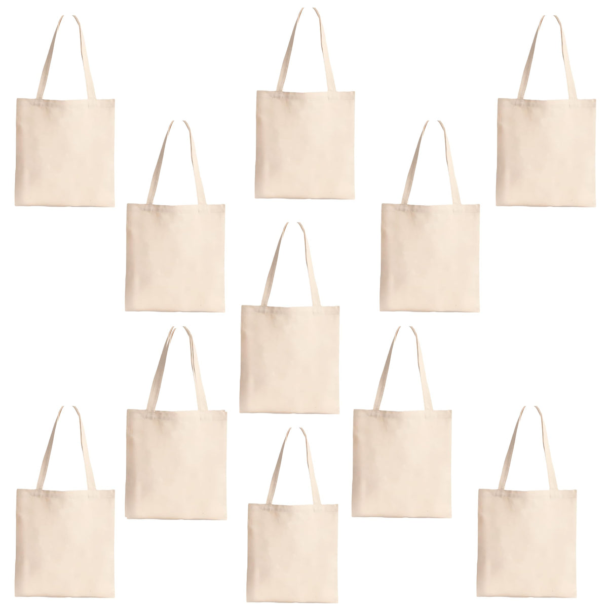 BOHEMEO Large Cotton Canvas Tote Bag for Women, Shopping Bag For Grocery,Vegetable Bags For Market, Office Bag For Women, Bag For Women College, Suitable for DIY Project, Cream, Pack of 10