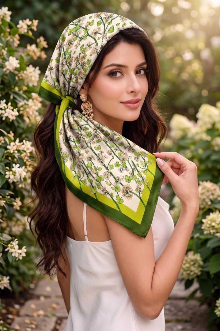 Wirkqeez Silk Head Scarf for Women – Luxury Satin Silk Hair Scarf, Soft Bandana Wrap for Sleeping, Hair Protection & Styling (Multicolor_06)