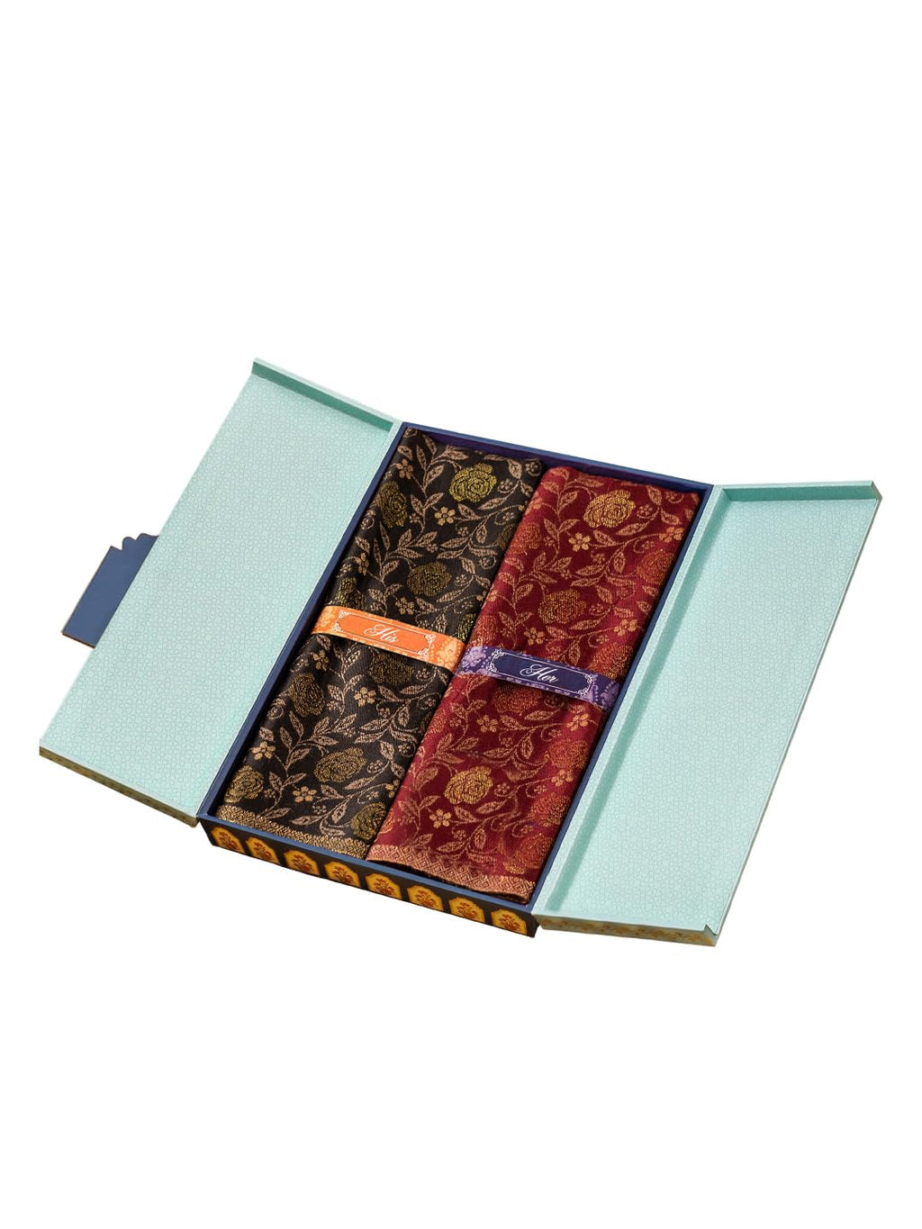 Pashmoda His and Her Gift Set of Kaani Stoles With Wooden Gift Box