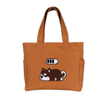 TSANTA U Shaped Canvas Tote Bag, 35.56x33.02 cm with 10.8 cm Gusset, Cotton, Zipper Closure, Laptop Compartment (Low Battery)