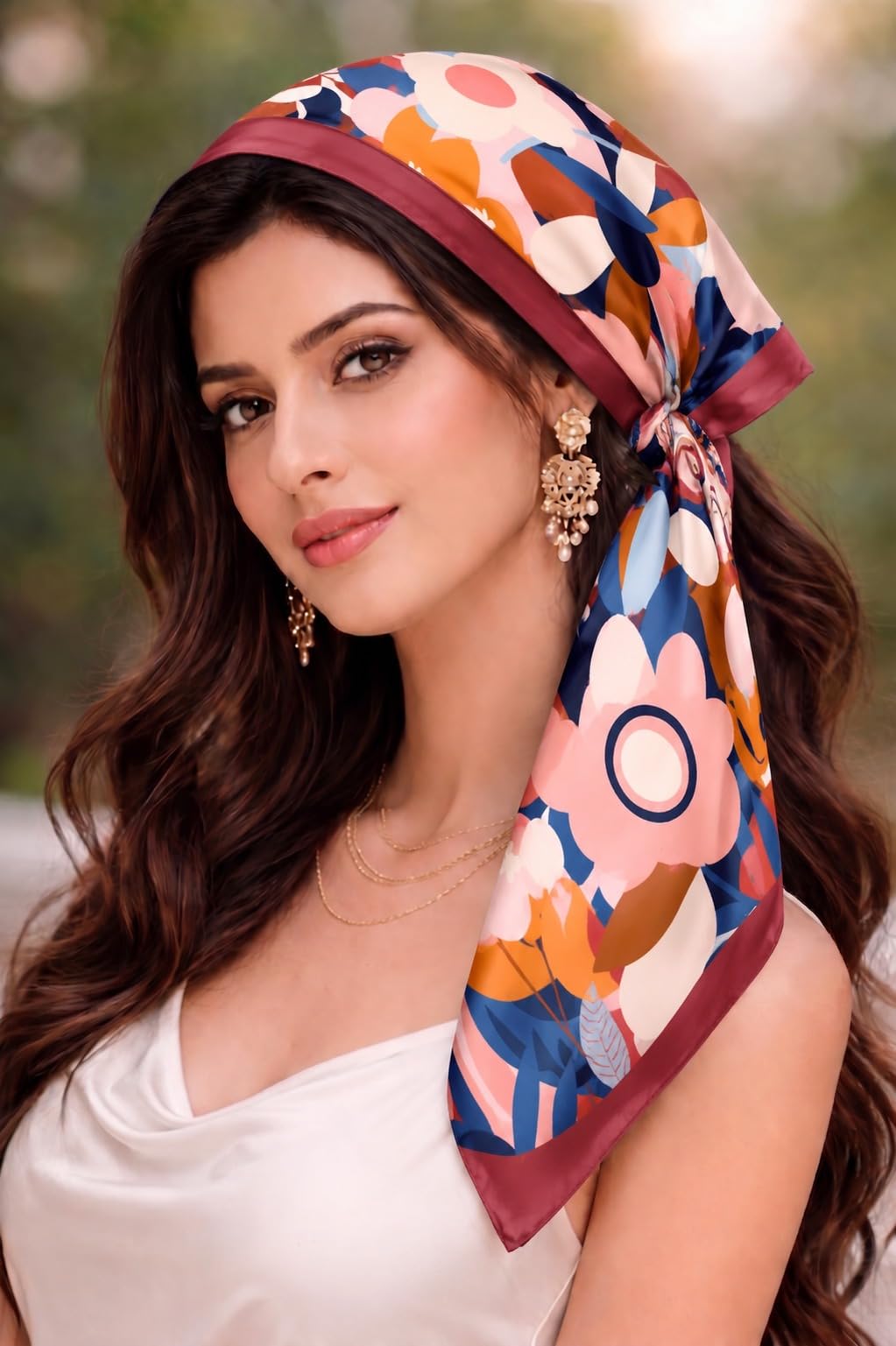 Wirkqeez Silk Head Scarf for Women – Luxury Satin Silk Hair Scarf, Soft Bandana Wrap for Sleeping, Hair Protection & Styling (Multicolor_02)