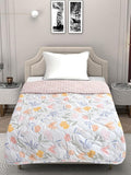 Lightweight AC Blanket for Single Bed Or Double Bed - Breathable Reversible Comforter for Summer Soft Microfiber All-Season Quilt for Mild Winter (Pink Flower Design, Single Bed) Kafalo