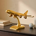 DSH Brass Jet Plane On Stand Table Top Decorative Showpiece for Home Decor & Office Table and Gifting. (Gold)