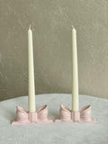 Ceramic Bow Candle Holder, Pink, Decorative Taper Candlestick Holders, Set of 2