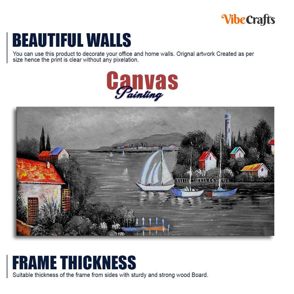 VIBECRAFTS Homcraft Canvas Paintings for Living Room Drawing Room Lake View Nature Scenery Canvas Wall Painting Fitted With Wooden Frame For Home | Office | Living Room | Gifts (PTVCH_2538N)