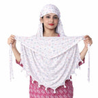 HYLOL Pure Cotton Female Innovative Stylish Music Printed Pattern Fancy Scarf With Sun Protection Cover Face Cotton Mask For Women's And Girls, White