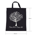 Festnight Musical Tree Pattern Washable Cotton Cloth Handbag Music Tote Shoulder Grocery Shopping Bag for Students Girls