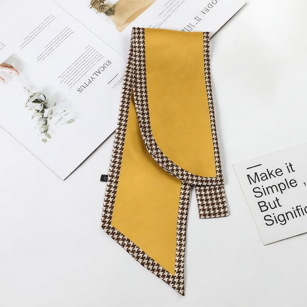 Buildcon Square Silk Like Head Scarf for Women, Elegant Silk Scarf Beautiful Bandanas, Versatile Silk Satin Hairing Scarf for Wrapping and Sleeping at Night, Yellow