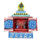 ORIVILLE® Puri Jagannath Temple Beautiful Odisha Handmade and Hand-Painted Wooden Miniature Multicolour Temple of Lord Jagannath, Balabhadra and Shubahdrafor Home Decor, Puja, Office Room