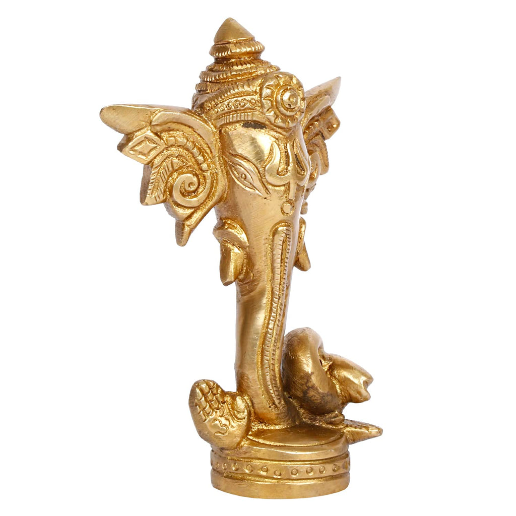 Svarup Brass Ganesha Idol Long Ear Trunk Ganesh Statue Good Luck Gift Height 4.75 Inch.
