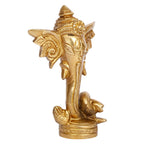 Svarup Brass Ganesha Idol Long Ear Trunk Ganesh Statue Good Luck Gift Height 4.75 Inch.