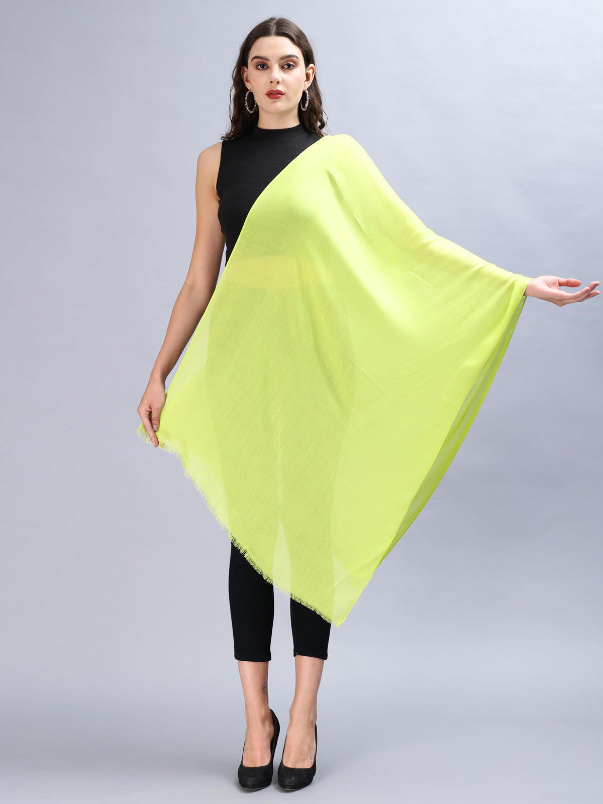 Women's Casual Solid 100% Viscose Fancy Soft & Skin-Friendly Wrap/Scarf/Stole Dupatta for women with Tasal Work Suitable for Every Season, Green