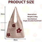 KSAIBINID Crochet Bag for Women Stylish, Beach Tote Bag for Women, Shopping Bag for Woman with Floral Design, Cotton Tote Bag for Woman