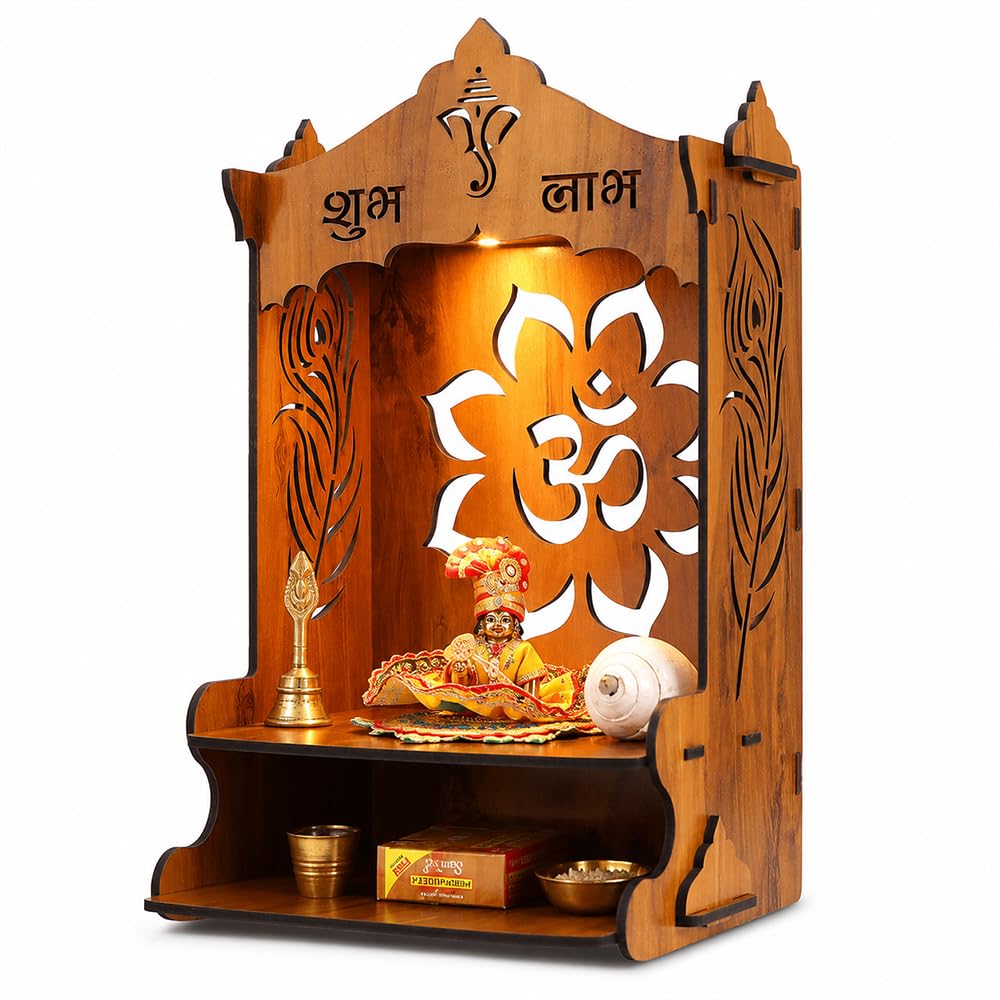 Sehaz Artworks OM Pushp Puja Mandir for Home Big Size|Pooja Mandir-42x23 CM