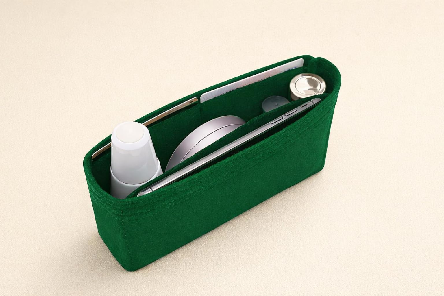 SYUTAM Women Felt Fabric Purse Organizer Inserts for Ladies Shoulder Handbag, Tote, Hobo Bag & Purse Divider, Multiple Storage Compartment (Green) (11x2.2x6) (Size - Medium MG)
