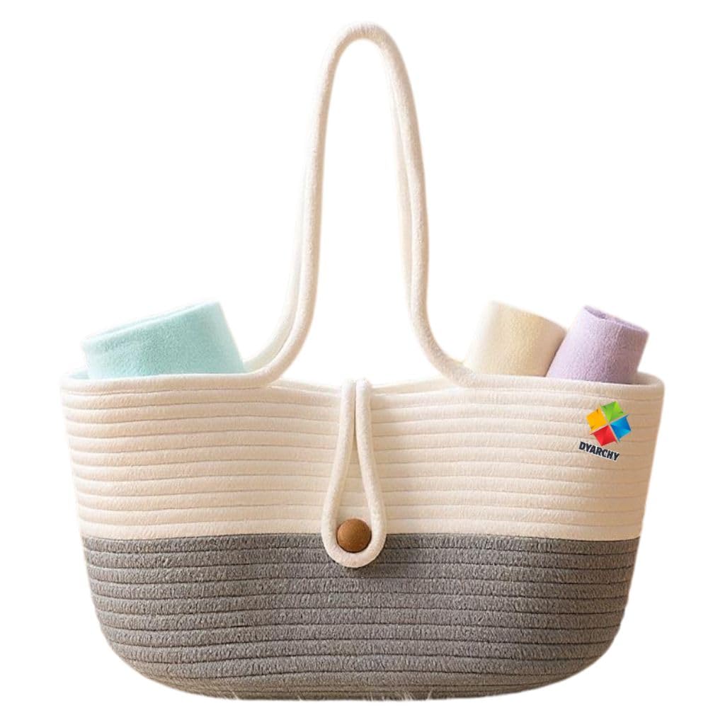 DYARCHY Cotton Rope Woven Tote Bag, Large (MULTI) ZIPPER BAG (COLOR 54)