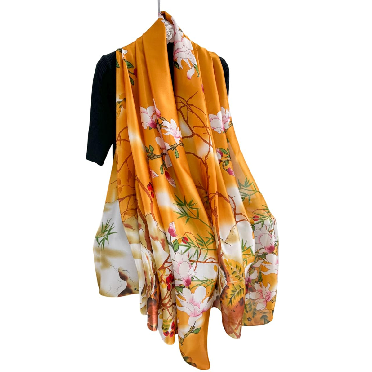 CrossKulture Printed Poly Silken feel Scarf Stole for Women | Stylish, Soft, & Lightweight | Satin Feel Neck, Hair, Head Scarf for Women (Colour_59)
