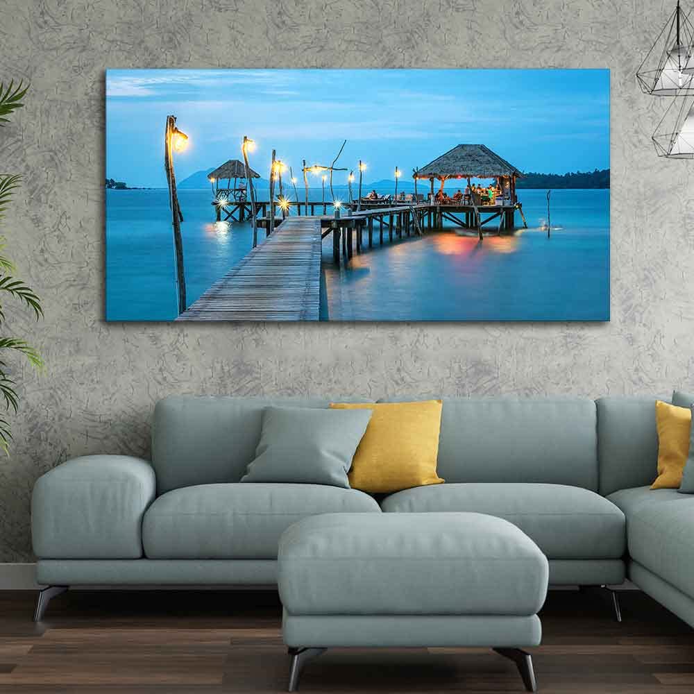 VIBECRAFTS Canvas Paintings for Living Room Drawing Room Canvas Wall Painting of Tropical Resort in Thailand for Homedecore|Office|Gift|Livingroom|Bedroom(PTVCH_2383)