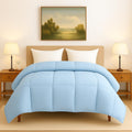 linenaffairs Heavy Winter Bed Comforter for Single Bed - 500 GSM Ultra Warm Quilt Blanket/Rajai - Light Blue - Down Alternative Microfiber Duvet Insert with Corner Ties - Winter Season Premium Kafalo