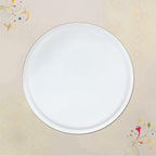 CRAFTSLANE Handcrafted Round Decorative Tray 11 x 11 inch High Gloss with Gold Trim | Wooden Serving & Counter Tray for Keys & Home Decor (Egg Shell)