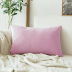 Khooti Velvet 200 TC Cushion Cover Pack Of 1-18X28/46X71 Cm-Baby Pink-Soft Pillow Covers Cushion Case For Sofa Bedroom Living room Chair Car
