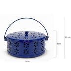 DSH Metal Mosquito Coil Holder with Lid & Handle Ash Catcher Stand for Mosquito Coil Indoor Outdoor Safe Use (Blue)
